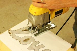 Cut out pattern using a Jig saw.