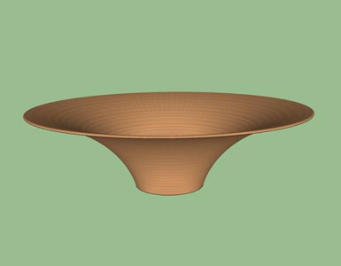 Bowl concave sides woodturning form design shape pattern 3D.