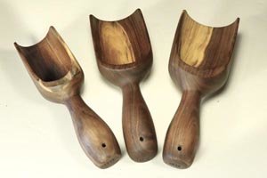 Collection of wooden scoops.