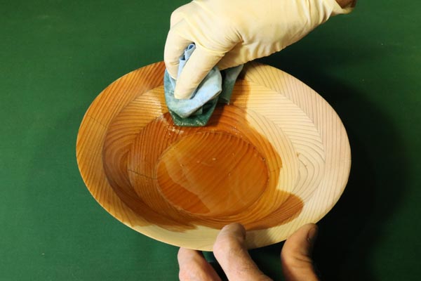 Step 13. Apply a finish to the segmented bowl (woodturning).