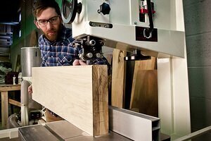 Re-sawing lumber on a bandsaw.