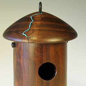 Same birdhouse with an added turquoise inlay.