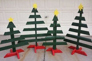 Christmas trees created using a jigsaw tool.