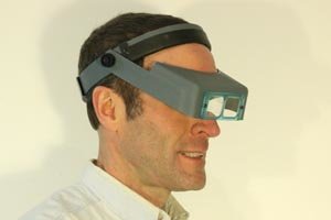 Head mounted magnifying glasses.